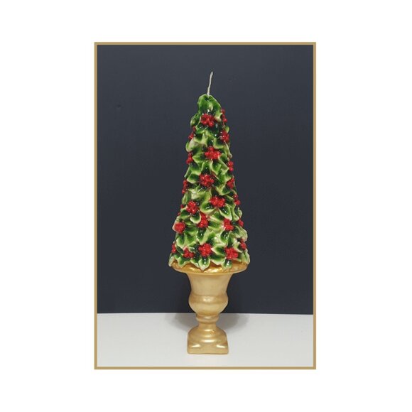 NEW Williams Sonoma Large Holly Berry Tree Candle 17 3/4